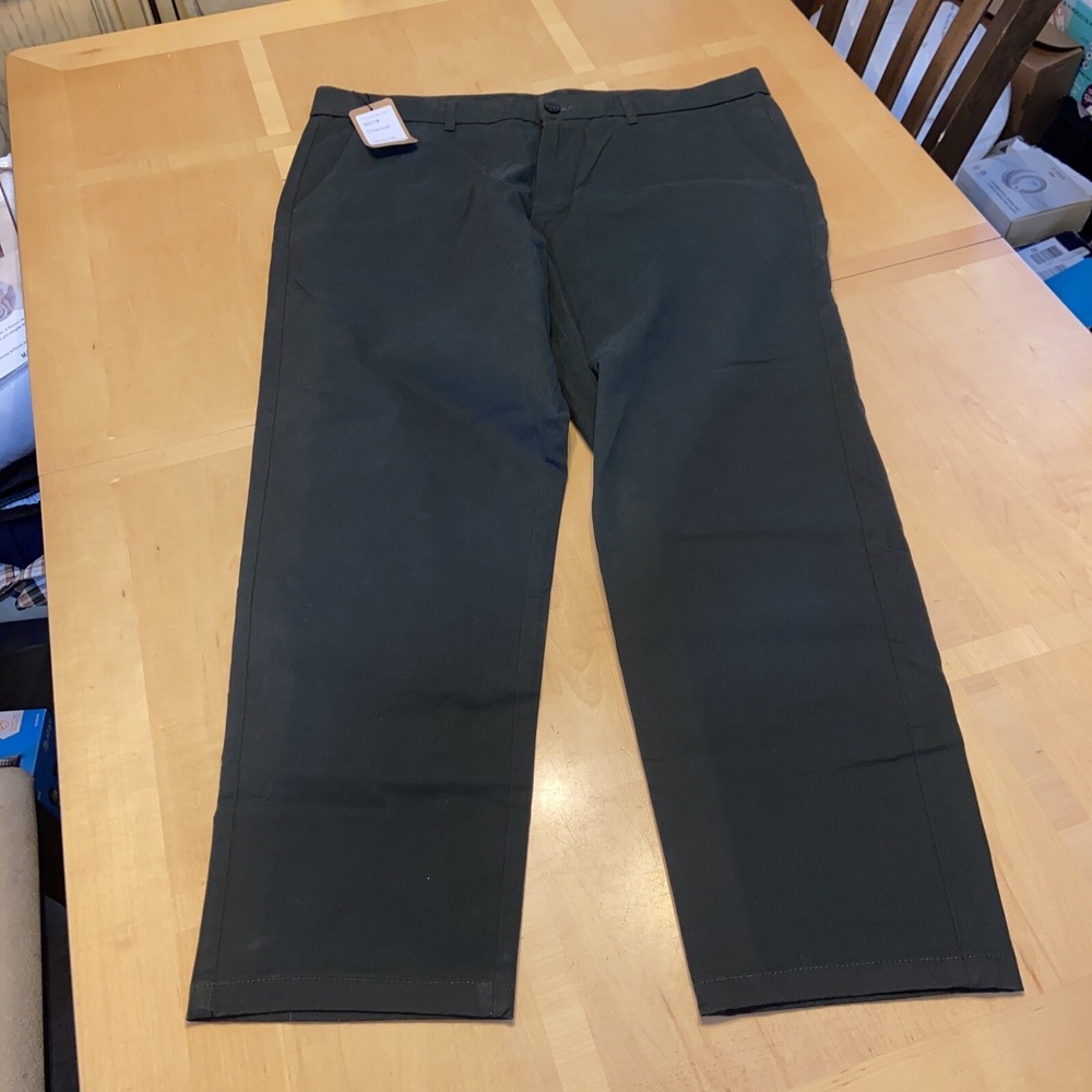 Plaid & Plain Slim Fit Pants 38x28 Gray Men's 8801 Stretch Dress Trousers